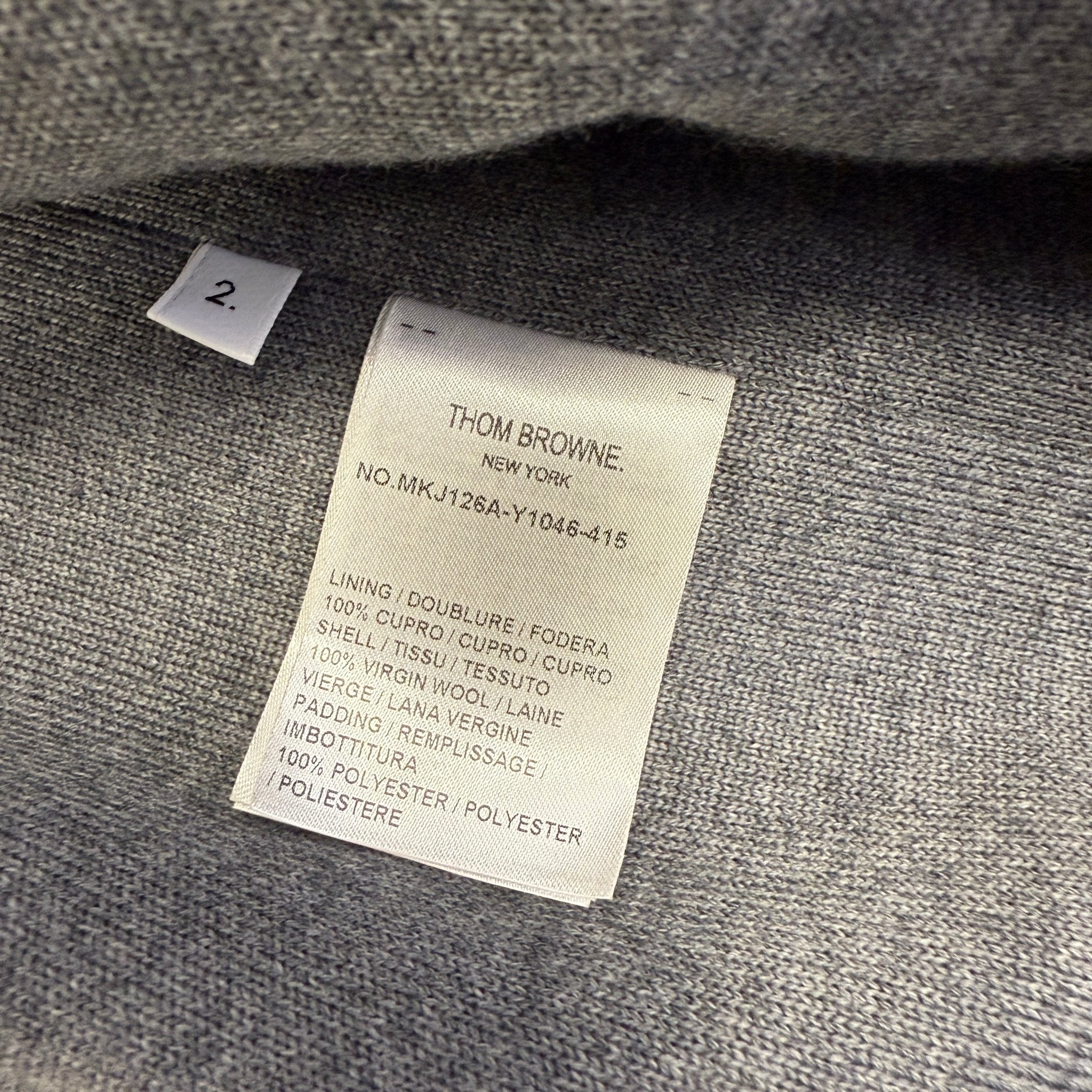 Thom Browne Merino Wool Jersey Stitch Padded 4-Bar Zip-Up Hoodie in Navy