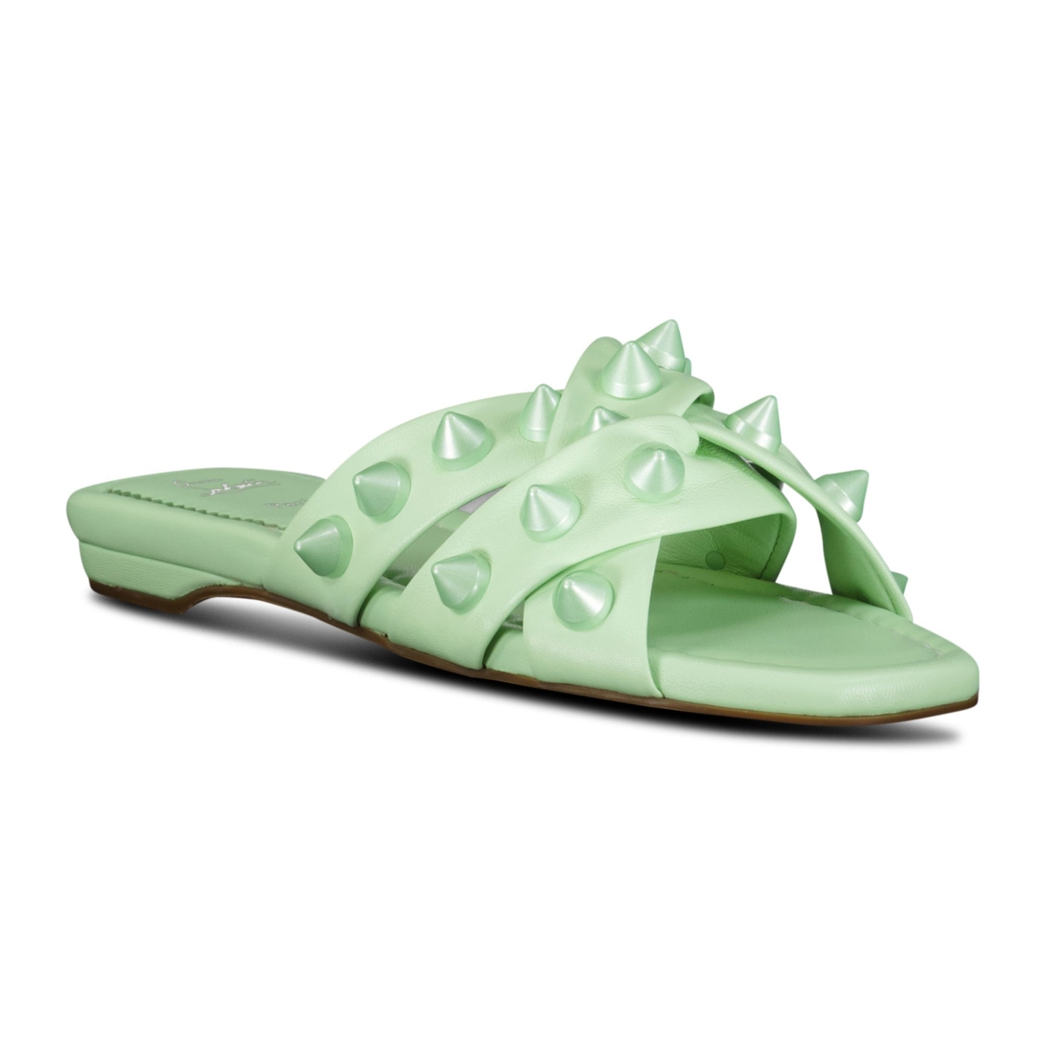 Christian Louboutin Miss Spika Club Leather Sliders Green