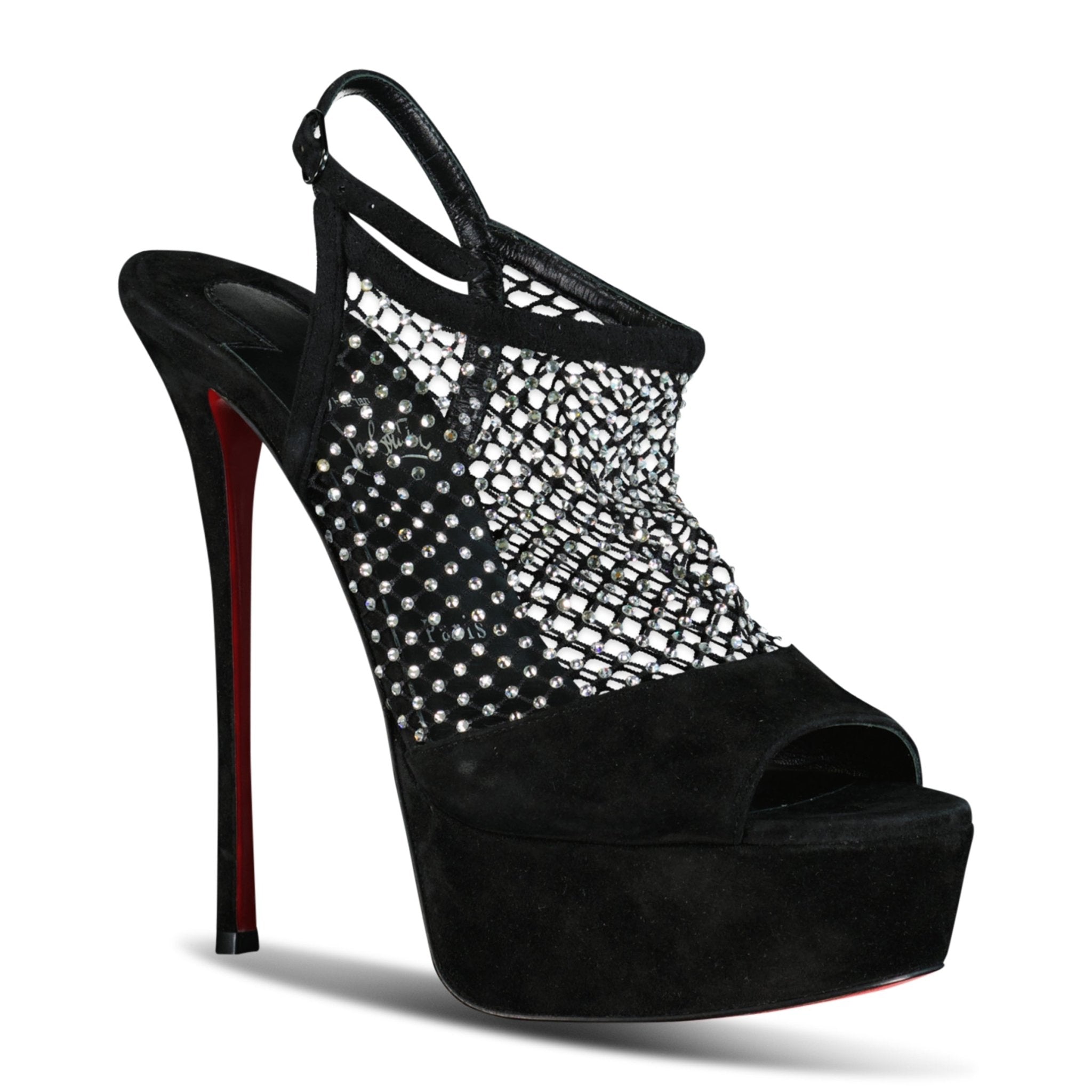 Christian Louboutin Plougesta Alta Strass Fishnet Heels